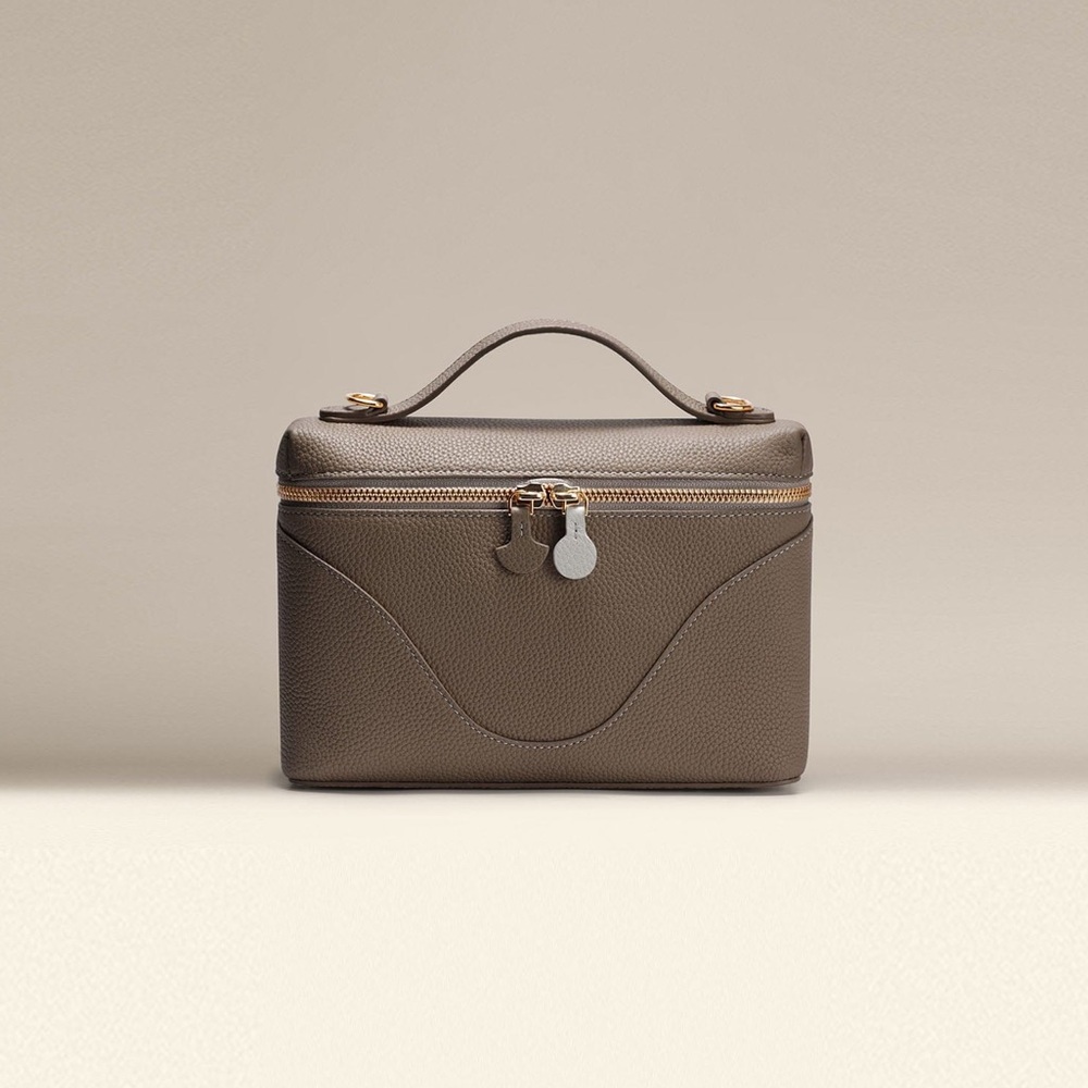 ✨ OLEADA Pebble Leather Mini Anchor Bag in Ash (Taupe)